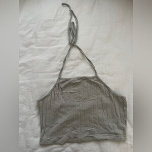 Mint green ribbed halter top